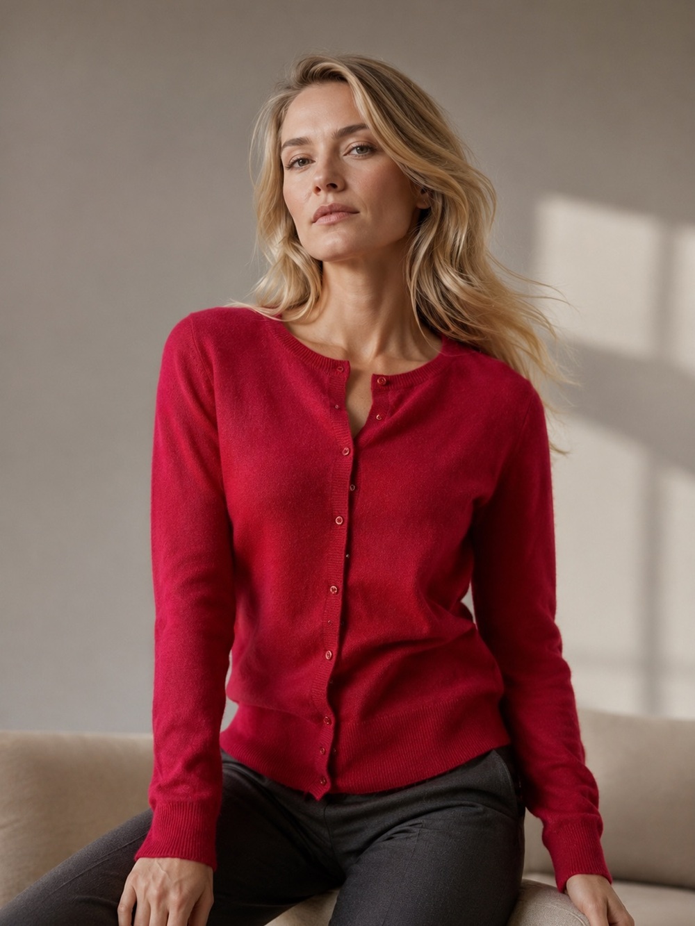 Lord & Taylor Red Cashmere Cardigan Size 2X